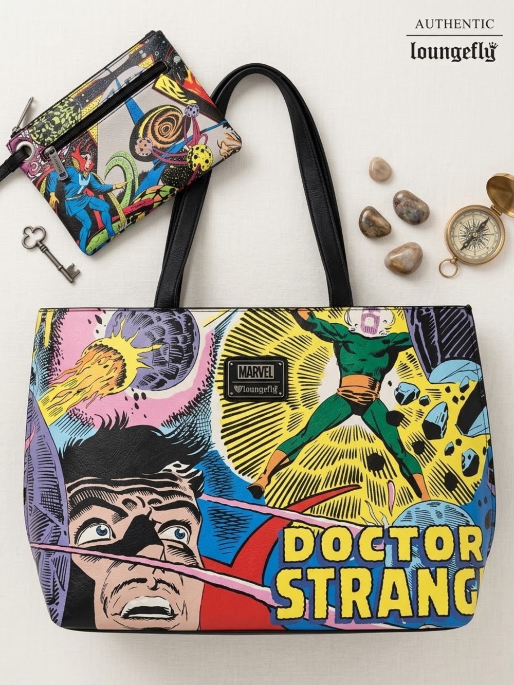 Loungefly Marvel Doctor Strange Comic Book Tote Bag & Pouch Set Vintage Rare